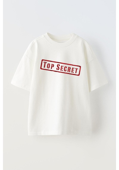 Thewert Unisex Top Secret Tasarım Baskılı Pamuk Beyaz Oversize T-shirt