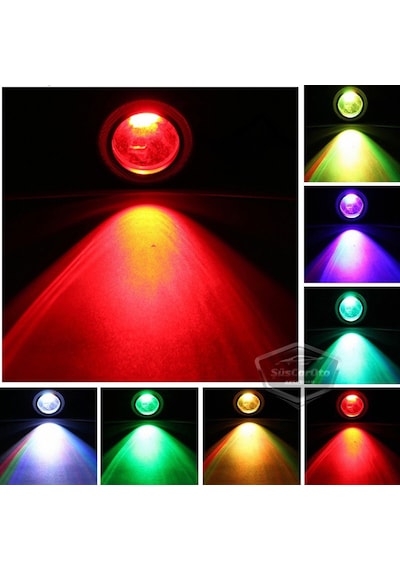 Üniversal Kumandalı Rgb Mercekli Angel Sis Farı Metal Su Geçirmez 76 Mm Beyaz Halkalı Gündüz Farı Angel Eyes 2 Adet