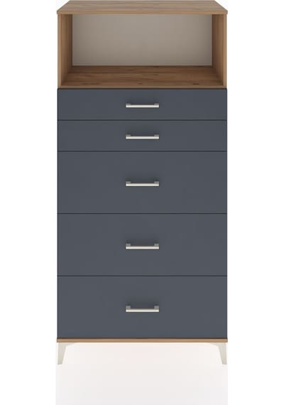 Hyperion Dolap Tek Raflı 5 Çekmeceli 88x44x182 Çam-antrasit Çam