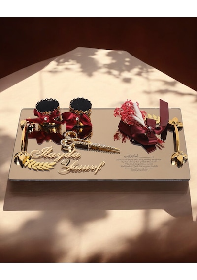 Harmony Söz Nişan Tepsisi Gold Kırmızı