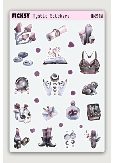 Mistik Sticker Seti - 17 Adet Etiket Çıkartma Diğer