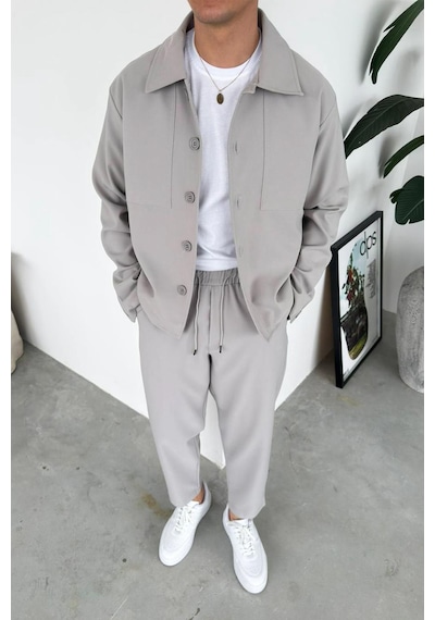 Taş Patch Detaylı Relaxed Fit Boxy Ceket Taş
