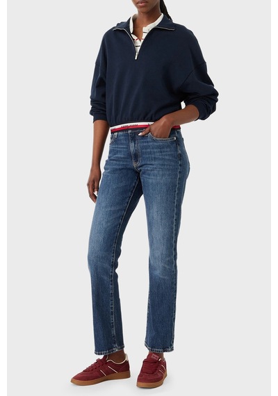 Tommy Jeans Yüksek Bel Pamuklu Wide Leg Jeans Kadın Kot Pantolon Dw0dw23019 1bk Mavi