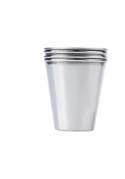 4 Adet Deri Kılıflı 70 Ml. Çelik Shot Kahve Kamp Bardağı Rd95 Gri