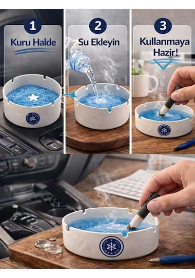 Mucit Home 25 Adet Tek Kullanımlık Kül Tablası Kokusuz Taşınabilir Pratik Jel Küllük Seti Ofis Kafe Ev