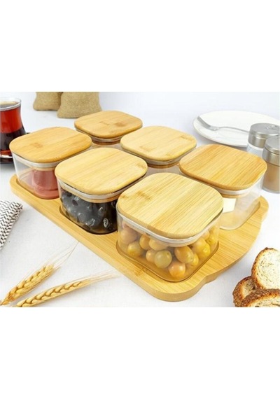 Mien Bambu Tepsili 6 Lı Kahvaltılık Ahşap