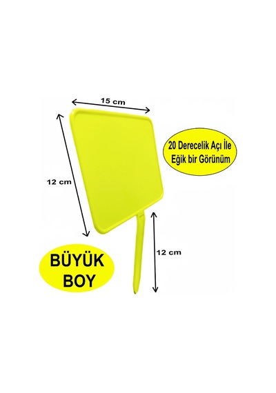 Açılı Saplamalı Plastik Pazarcı Etiketi Büyük Boy Fosforlu Sarı 10 Ad.