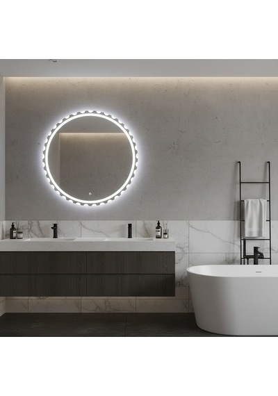 80x80 Cm Luna Dot Led Banyo Aynası Dimming Touch Sensörlü Beyaz Işık 6500k Beyaz