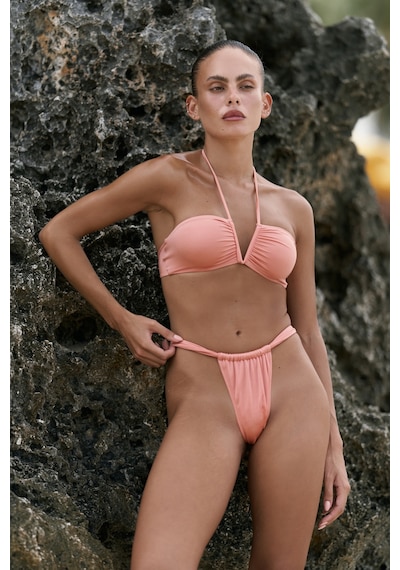Mai Collection Mai Studios Co. Bunga Büzgü Detay Kalın Bantlı Somon Bikini Altı Somon