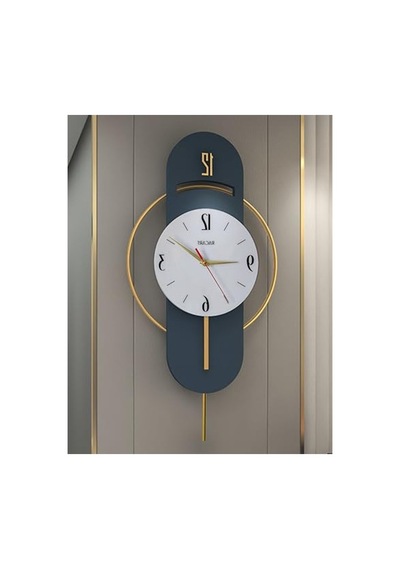 Metal Halkalı Dekoratif Duvar Saati, Cam Yüzeyli, Antrasit Gold Renk 0240-keçe-şekilli-48cm