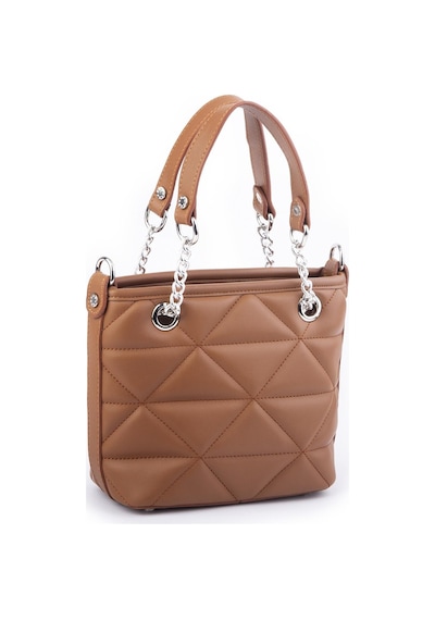 Nas Bag Mini Kadın Zincirli Kapitone El Ve Çapraz Çanta 1305 Taba Dona 19x19 Taba