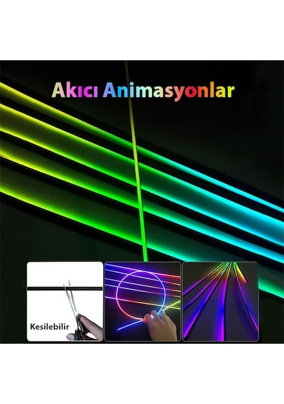 Araç İçi Atmosfer Ambiyans Led Neon 64 Renk Rgb App Kontrollü 18 Parça