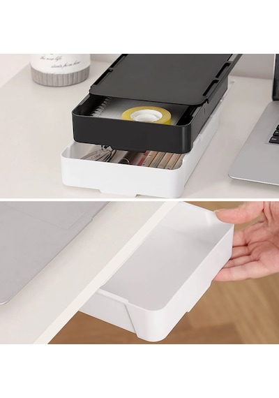 Masa Altı Gizli Saklama Çekmecesi 20x10,5x3cm Beyaz
