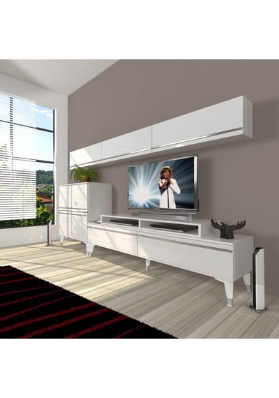 Decoraktiv Ekoflex 8 Mdf Silver Tv Ünitesi Tv Sehpası Beyaz
