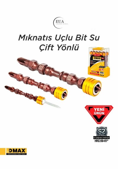 Eua Akkemik Dmax Çift Yönlü Mıknatıs Uçlu Bits Uç Pz2 65 - 10 Adet - Dmx4564
