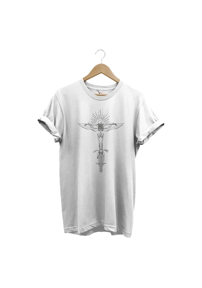 Motorcu Kanat Ve Iskelet Çizgisel Tasarım Baskılı %100 Pamuk Regular Fit Premium Beyaz T-shirt Beyaz Motorcu Kanat Ve Iskelet Çizgisel Tasarım Baskılı %100 Pamuk Regular Fit Premium Beyaz T-shirt Beyaz