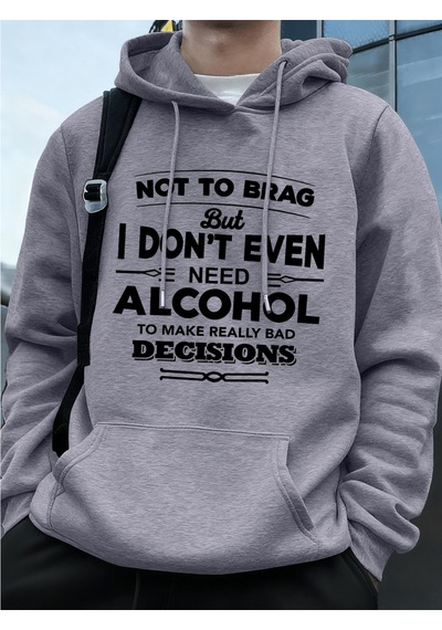 Startmore Startmoregerçekten Kötü Kararlar Verin Baskılı Erkek Kapüşonlu Üstü Sonbahar Bol Sweatshirt Hip Hop Ce Gri