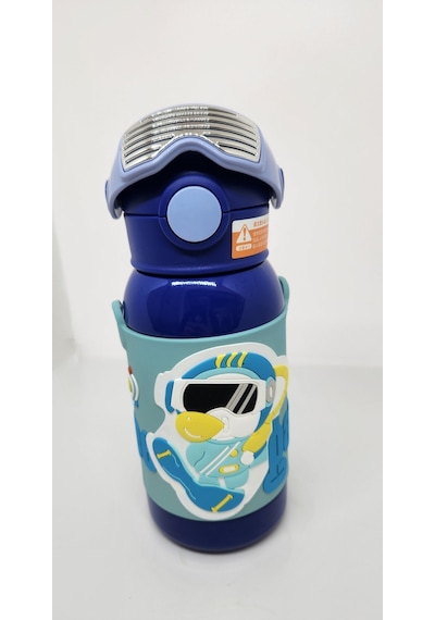 Shotay St-8812 Space 600ml Çift Başlık Kapak Termos Matara Mavi