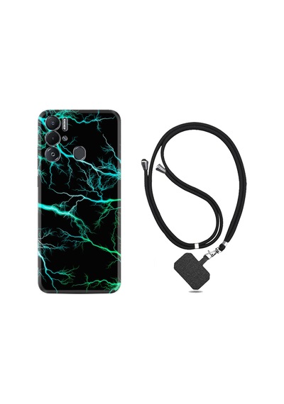 Tecno Pova Neo Kılıf İpli Boyun Askılı Desenli Silikon Green Thunder 1693