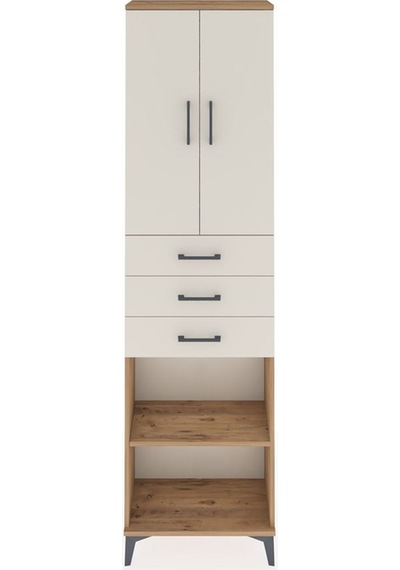 Arges Dolap 4 Raflı 3 Çekmeceli 2 Kapaklı 60x30x221 Çam-aytaşı Çam