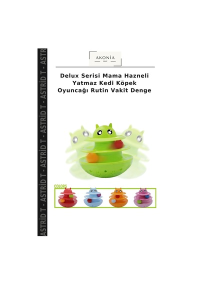 Delux Serisi Mama Hazneli Yatmaz Kedi Köpek Oyuncağı Rutin Vakit Denge