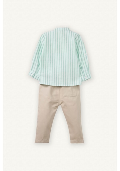 Defacto Erkek Bebek Poplin 2li Takım Çizgili Gömlek Pantolon G7103a526spgn391 Yeşil-gn391