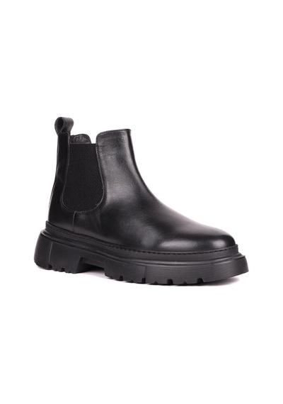 Shoetyle - Siyah Hakiki Deri Erkek Chelsea Bot 101-9046-1425 Siyah