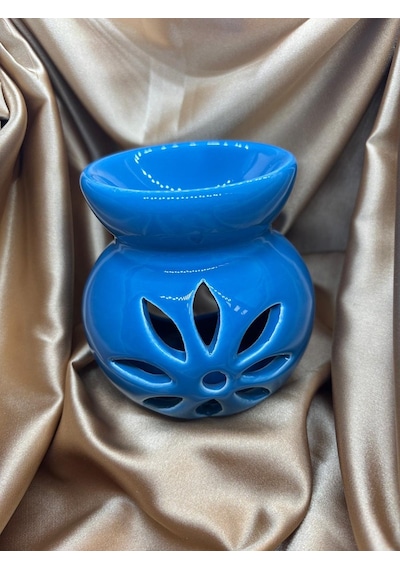 Lotus Çiçeği Motifli Buhurdanlık Mavi 15630810