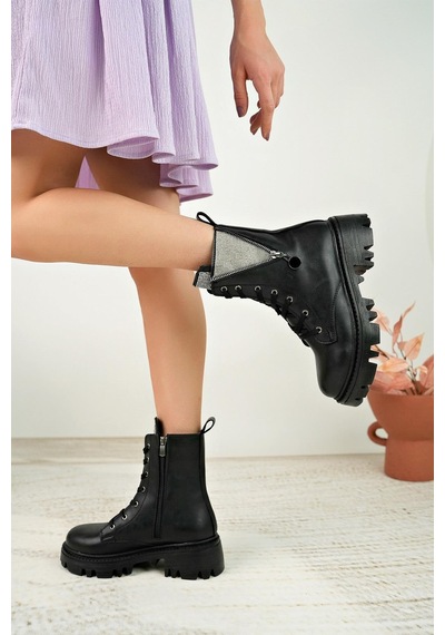 Nesil Shoes İfs 308 Siyah Taşlı Kadın Bot-siyah Siyah