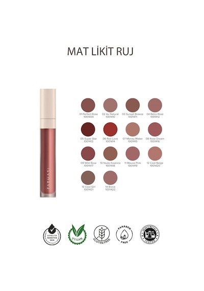 Farmasi Mat Likit Ruj 01 Perfect Rose