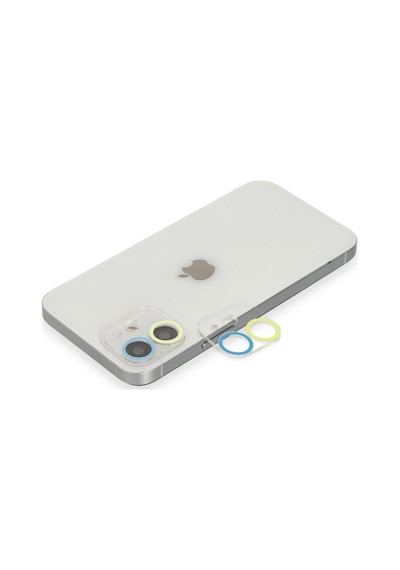 Apple iPhone  Uyumlu  12 Mini Renkli Kamera Lens Koruma Cam - Sarı-mavi Çok Renkli
