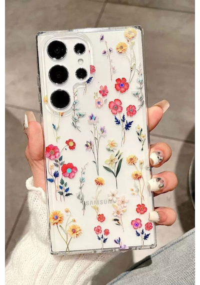 Samsung Galaxy Uyumlu S23 Ultra Kılıf Solmayan Imd Baskı Desenli, Şeffaf Tpu+pc Botanik Kapak