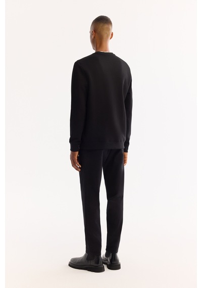 Avva Erkek Siyah Bisiklet Yaka Pamuklu Bi-stretch Baskılı Regular Fit Sweatshirt A52y1305