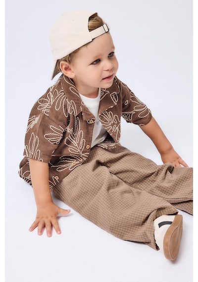 Defacto Baggy Fit Beli Lastikli Cepli Düz Paça Kareli Pantolon Erkek Bebek I1370a526aubn560 Kahve-bn560