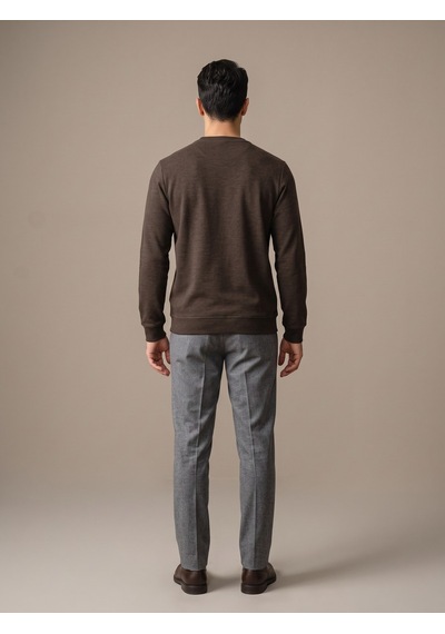 Maccali Erkek Kahve Selanik Bisiklet Yaka Sweatshirt