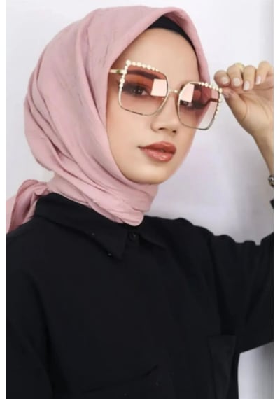 Melodi Scarf Kadın Tesettür Pratik Bambu Kraş Eşarp Pudra Pudra