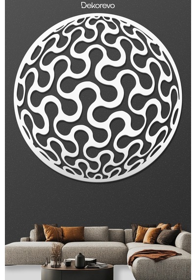 Abstract Daire Metal Duvar Tablosu - Metal Duvar Sanatı - Beyaz - 50 X 50 Cm