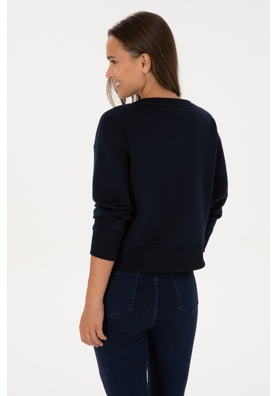 U.S. Polo Assn. Kadın Lacivert Bisiklet Yaka Basic Sweatshirt 50307752-VR033