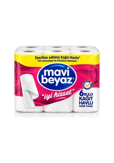 Mavi Beyaz Rulo Havlu 6 Lı - 938371156