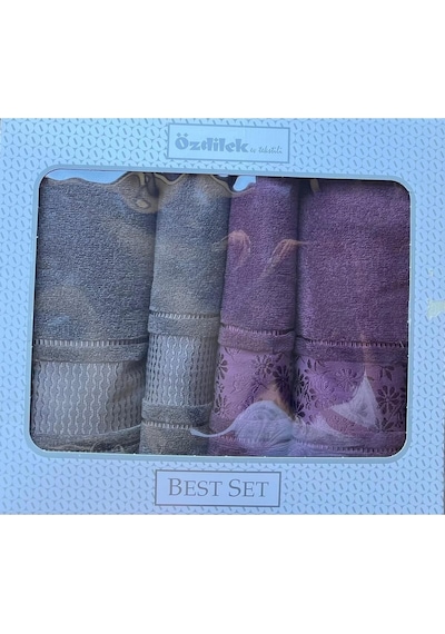 Özdilek Blossom Best Set Hamam Takımı Mürdüm-antrasit Çok Renkli