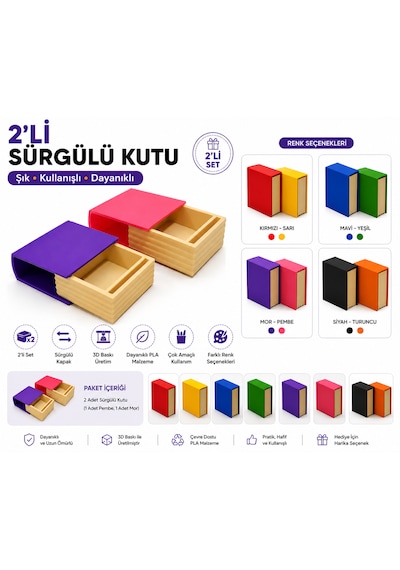 3d Baskı Kitap Görünümlü Kutu Yeşil - Mavi