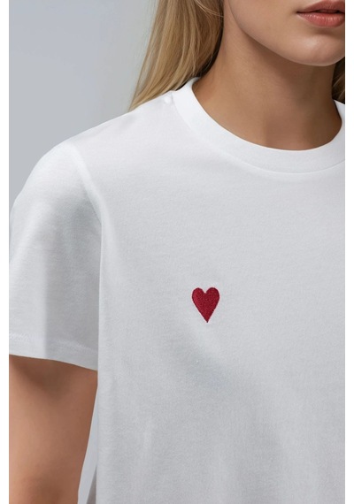 Hiccup Nakışlı Bisiklet Yaka Kısa Kollu %100 Pamuk T-shirt Beyaz