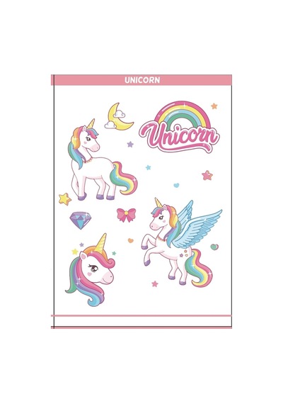 Eğitim Etiketleri Eğlencelik Unicorn Etiketleri - 54 Adet Opak Etiket Renkli