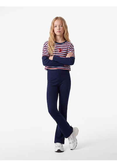 Koton Beli Lastikli Slim Fit İspanyol Paça Tayt Lacivert 7wkg40036ak
