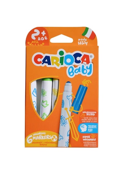 Carioca Teddy Şekilli Mum Boya Ve Carioca Baby Marker 2 Adet Boyama Seti