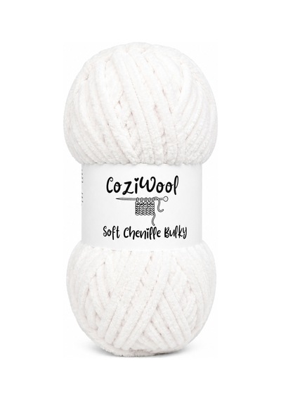 Kadife İp Soft Chenille Bulky 5'li Paket 5x100 Gr 120 Mt El Örgü İpi Beyaz - 875823131
