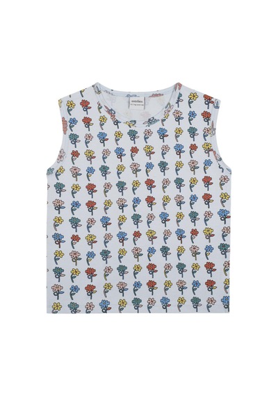 Antebies Grafik Çiçek Şortlu Pijama Mavi