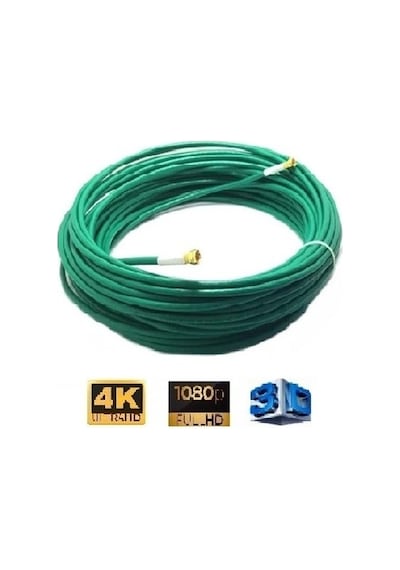 15 Metre 64 Tel Rg6/u4 Gold Uçlu Anten Kablosu 3d 4k Fullhd 1080 Tak Kullan - Yeşil