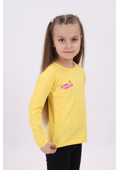 Toontoy Kids Toontoy Kız Çocuk Sweet Baskılı Tişört Koyu Sarı