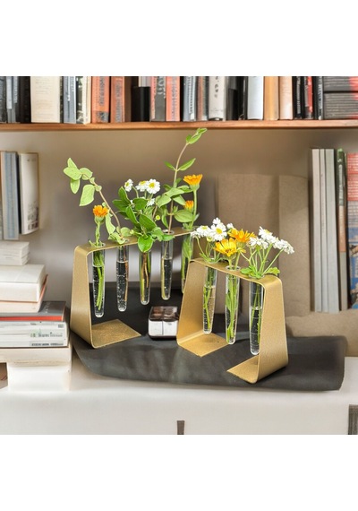H&l Concept 3+5 Gold Şık Ve Modern Tasarım Hediyelik Vazo Saksı